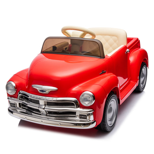 12V Kids Ride On truck car w/parents control, Licensed Chevrolet 3100 pickup,electric car for kid,Vintage modeling,3 speeds,LED Lights,Bluetooth,USB,High-power up to 4.35 km/h,age 3+