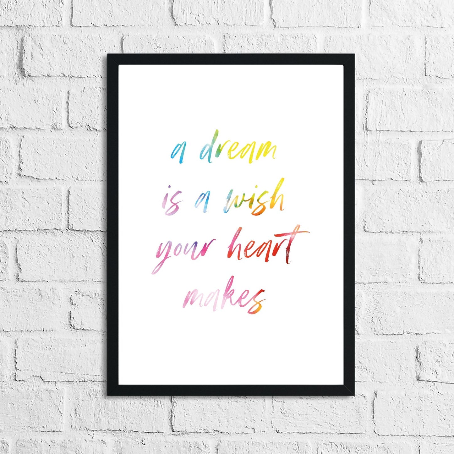 A Dream Is A Wish Colour Children's Room Wall Decor Print-1