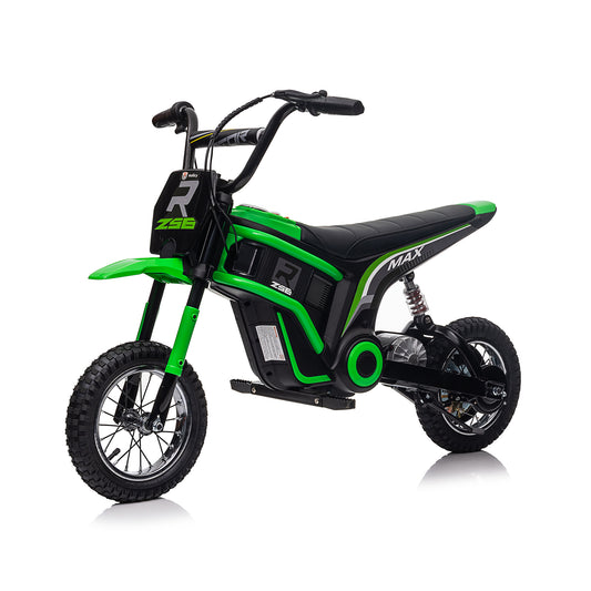 Kids Ride On 24V Electric Toy Motocross Motorcycle Dirt Bike-XXL large,age8-12 Speeds up to 14.29MPH,Dual Suspension, Hand-Operated Dual Brakes, Twist Grip Throttle, Authentic Motocross Bike Geometry