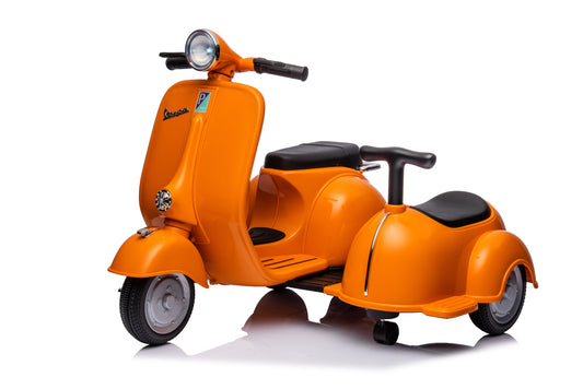 6V LICENSED Vespa Scooter Motorcycle with Side Car for kids, Orange