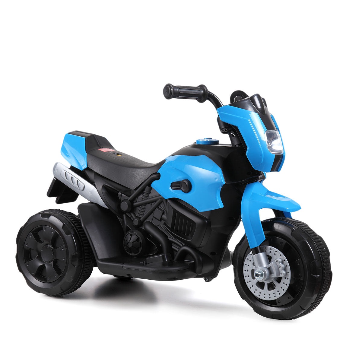 6V Kids Ride On Motorcycle with Headlights, Battery-Powered 3-Wheel Bicycle - Blue