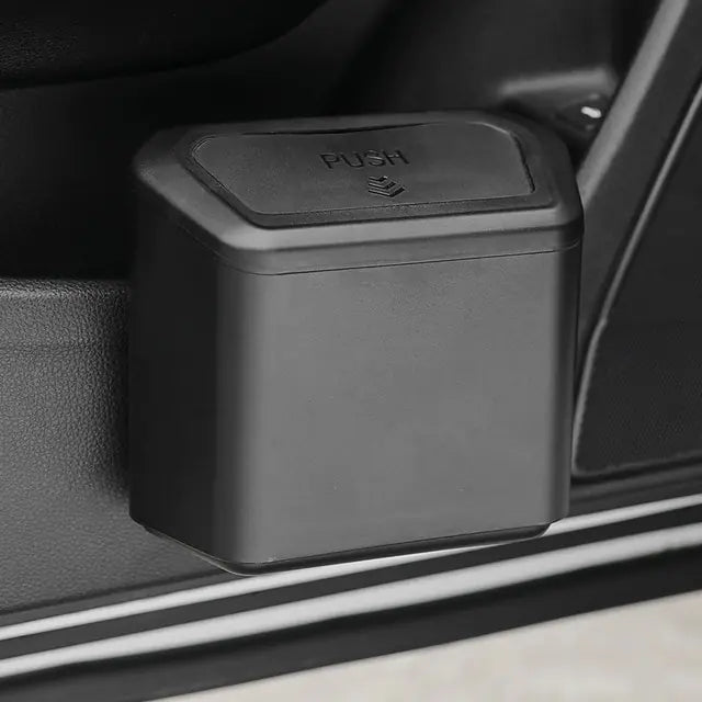 Square Press-Type Car Trash Bin: Black, Blue, Pink