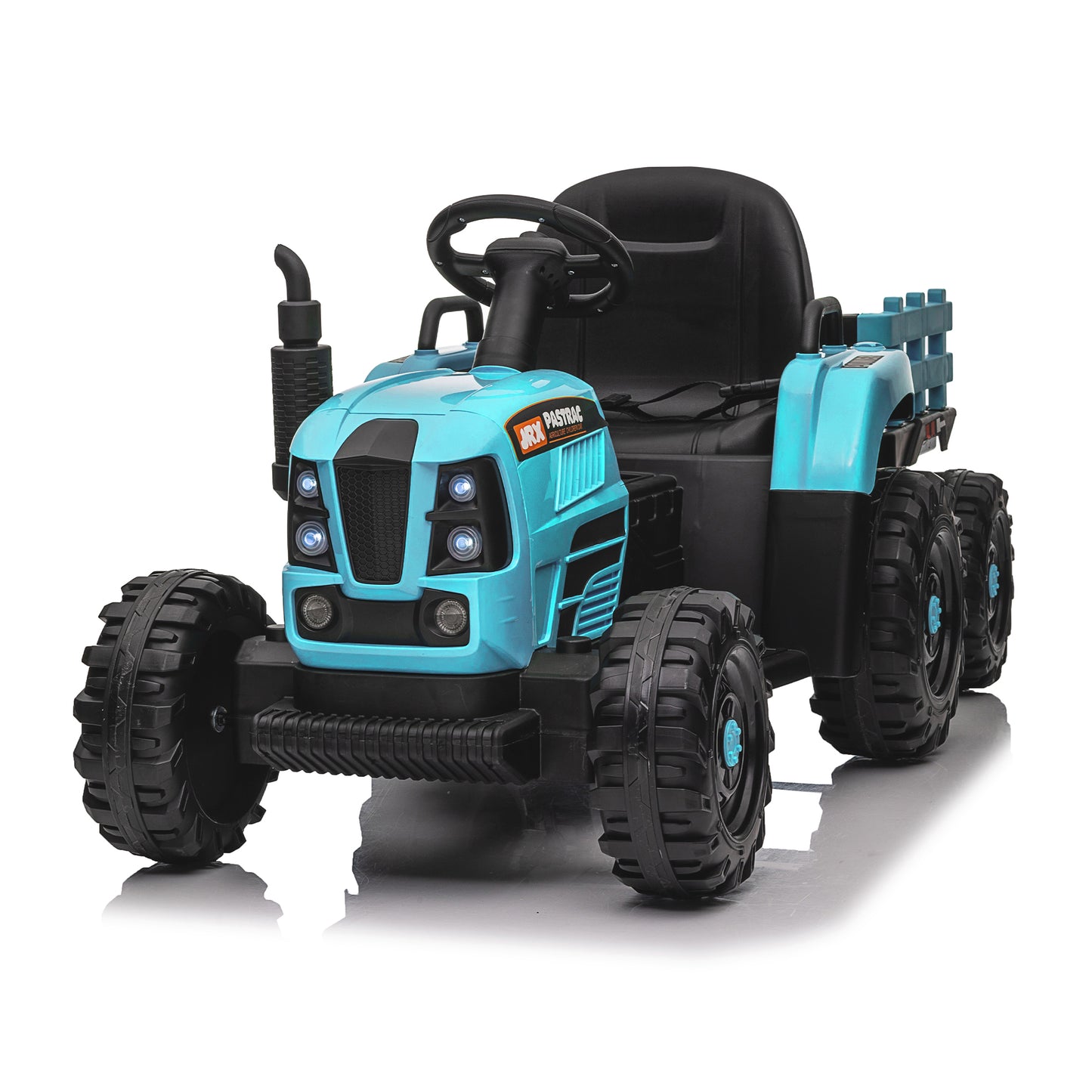 Ride on Tractor with Trailer,12V Battery Powered Electric Tractor Toy w/Remote Control,electric car for kids,Three speed adjustable,Power display, USB,MP3 ,Bluetooth,LED light,Two-point safety belt