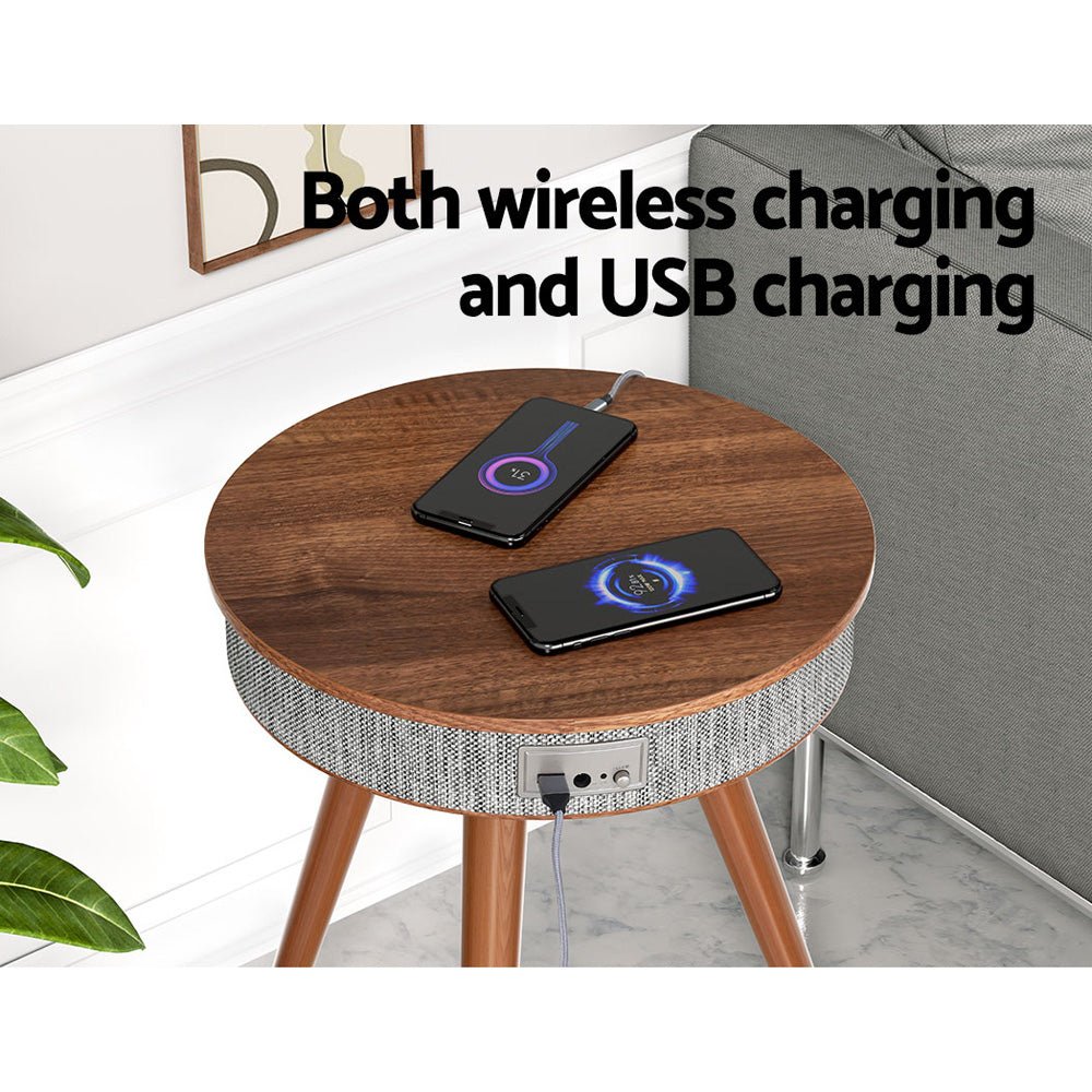 Smart Coffee Side Table Wireless Charging Bluetooth Speaker-2