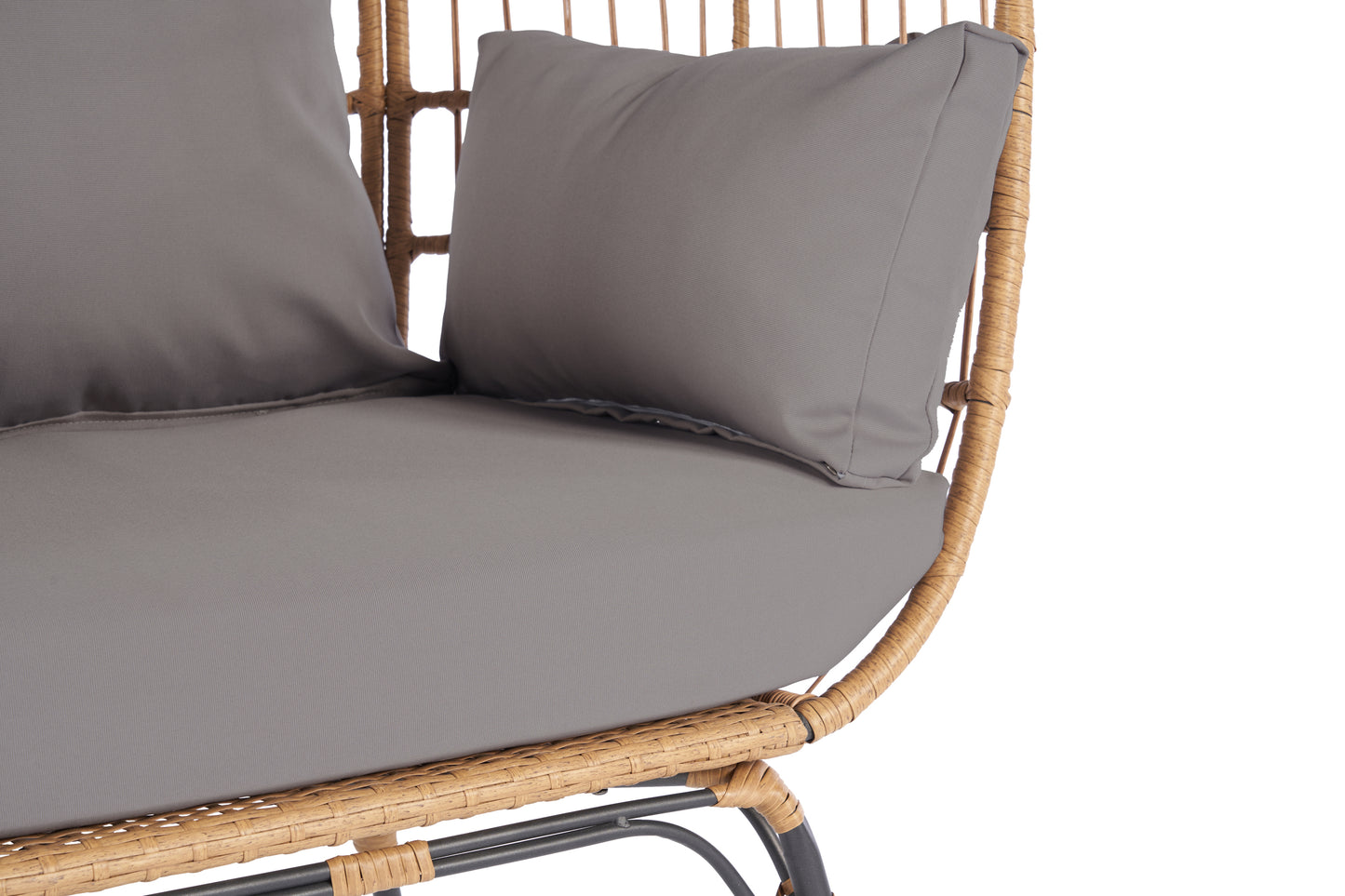 Wicker Egg Chair, Oversized Indoor Outdoor Lounger for Patio, Backyard, Living Room w/ 5 Cushions, Steel Frame, - Light Grey