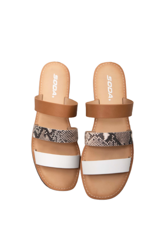 Snakeskin Strappy Flip Flop Sandals