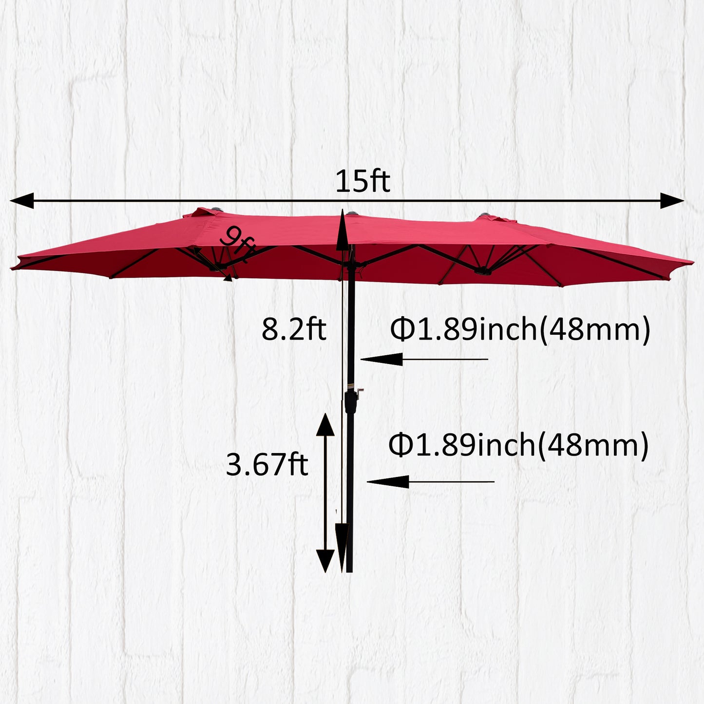 15Ftx9FtDouble-Sided Patio Umbrella Outdoor Market Table Garden Extra Large Waterproof Twin Umbrellas with Crank and Wind Vents for Garden Deck Backyard Pool Shade Outside Deck Swimming Pool