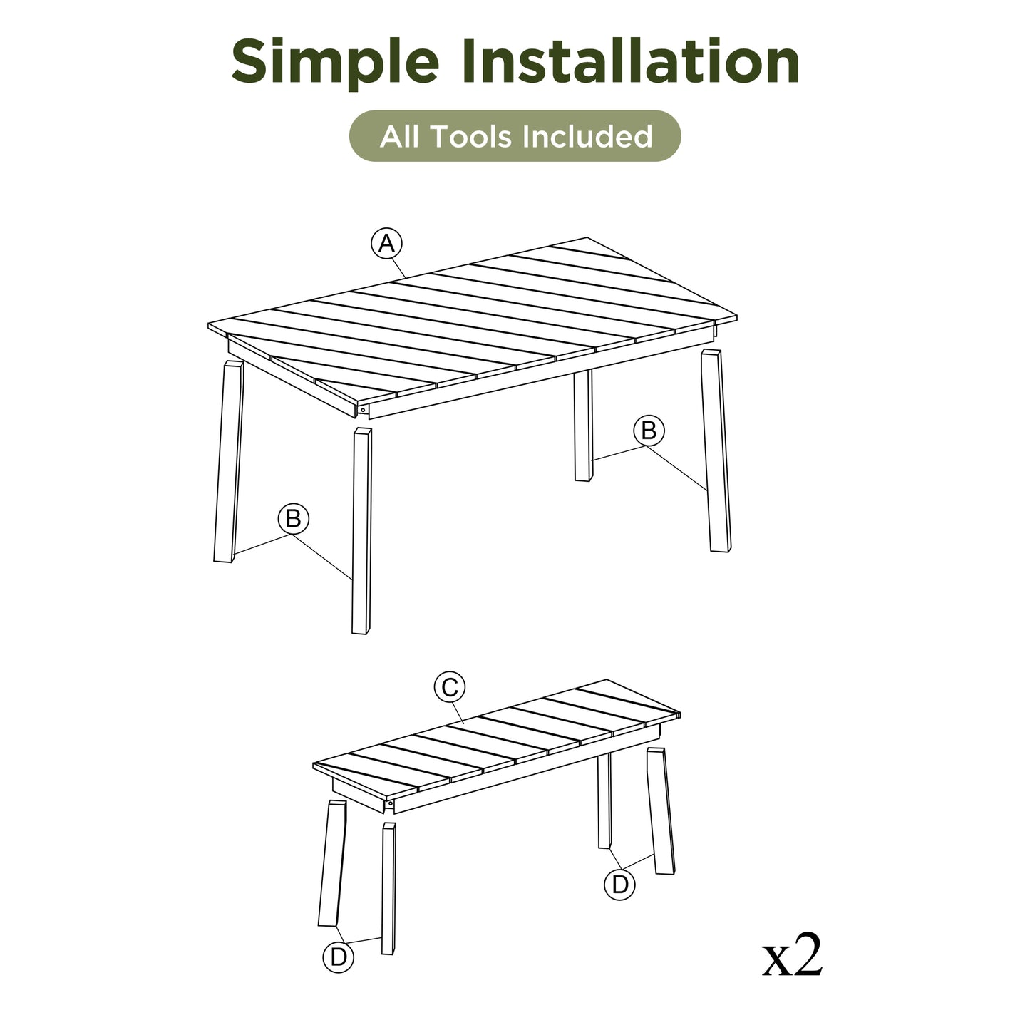 GO 3 Pieces Acacia Wood Table Bench Dining Set For Outdoor & Indoor Furniture With 2 Benches, Picnic Beer Table for Patio, Porch, Garden, Poolside, Natural