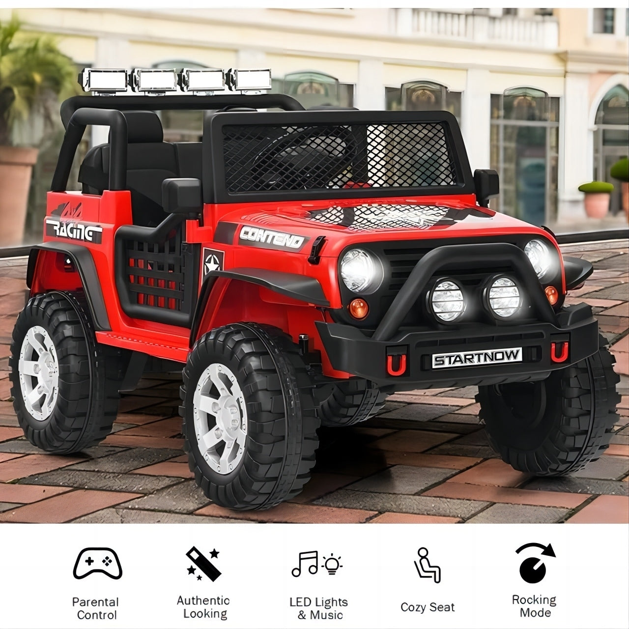 Kids Ride On Truck Car, 12V Electric Vehicles with Parents Remote Control, MP3, LED Lights, Radio and Safety Belt