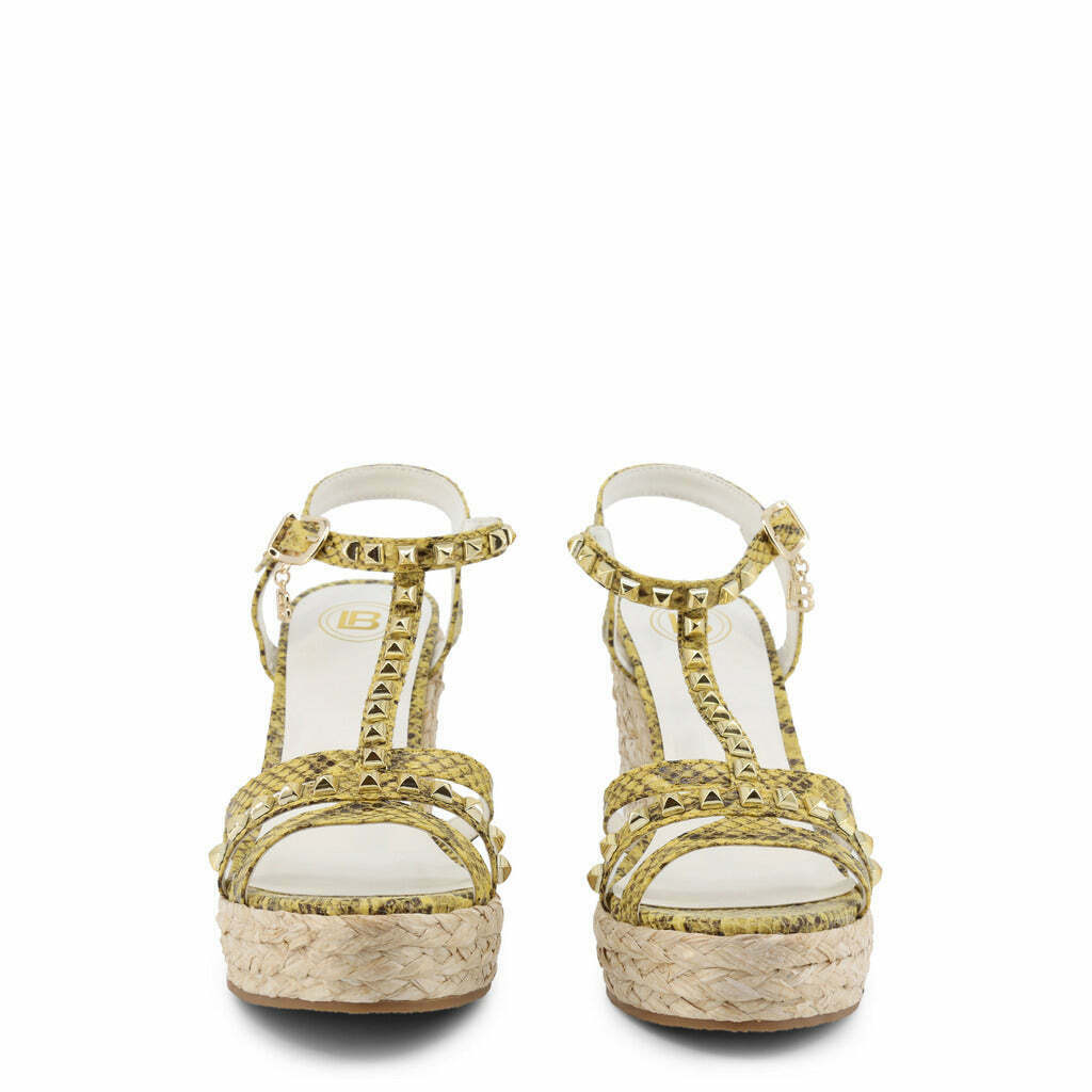 Yellow Snakeskin Wedge Sandals - American Smart