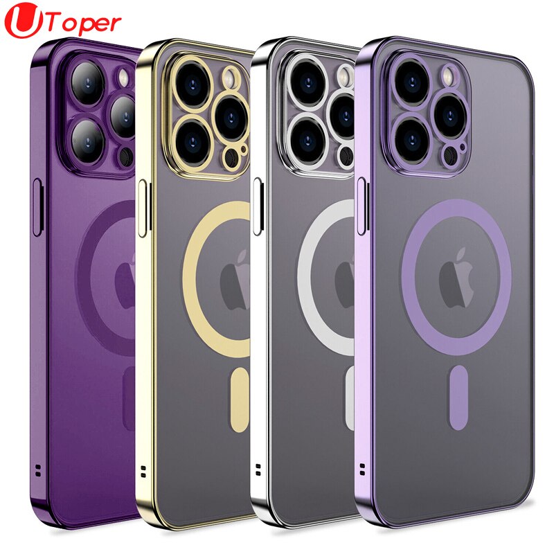 luxury-plating-clear-magnetic-wireless-charge-case-for-iphones