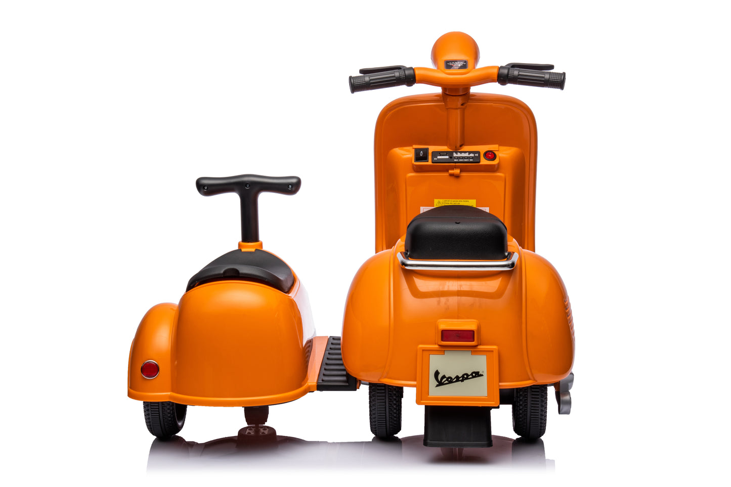 6V LICENSED Vespa Scooter Motorcycle with Side Car for kids, Orange