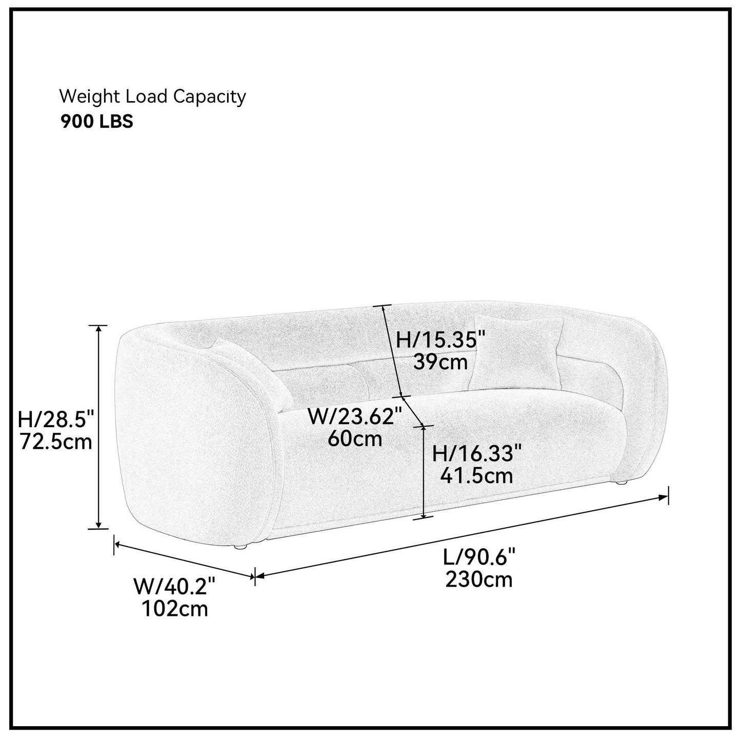 Mid Century Modern Curved Living Room Sofa-7