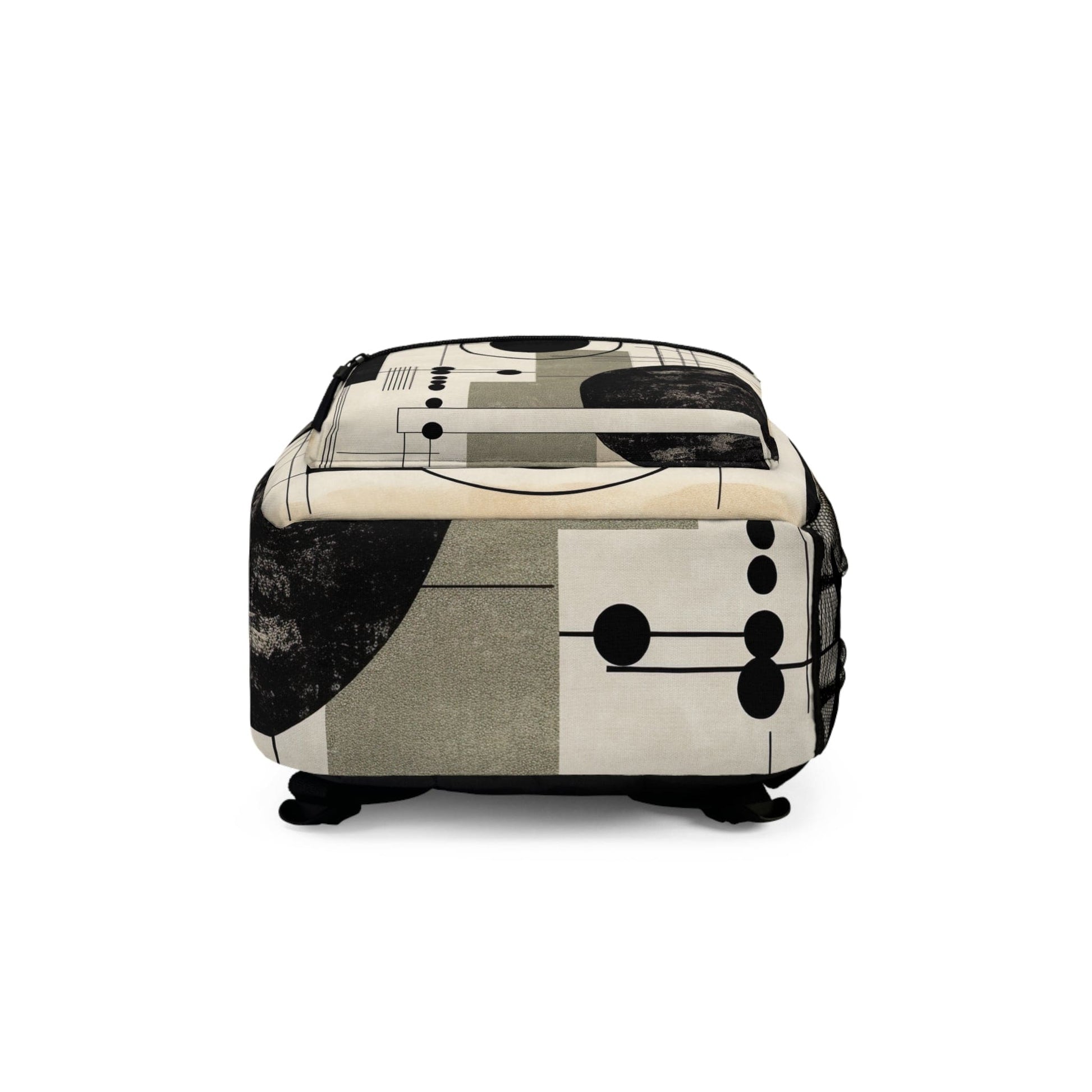 Backpack Work/school/leisure - Waterproof, Abstract Black Beige Brown Geometric Shapes-4