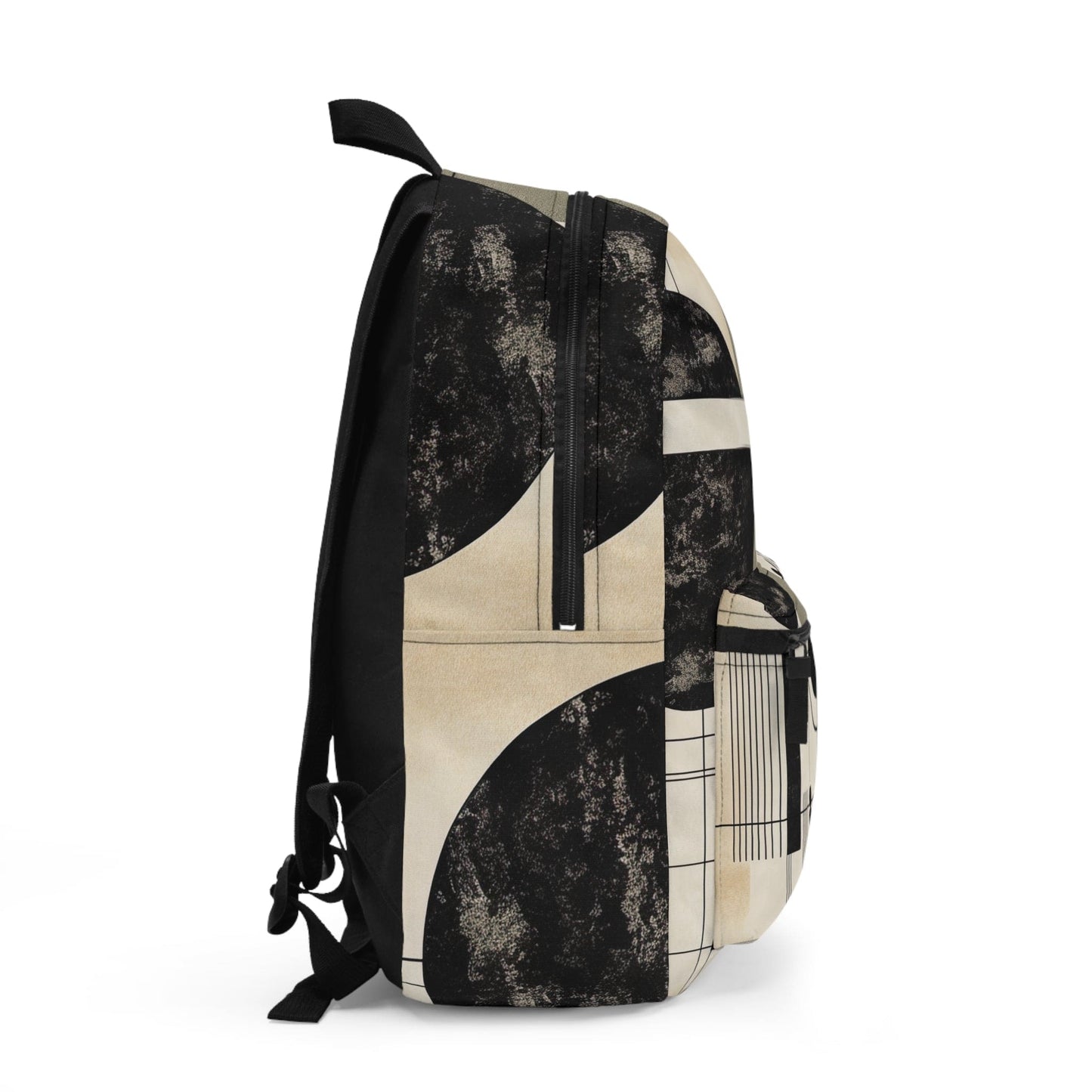 Backpack Work/school/leisure - Waterproof, Abstract Black Beige Brown Geometric Shapes-1