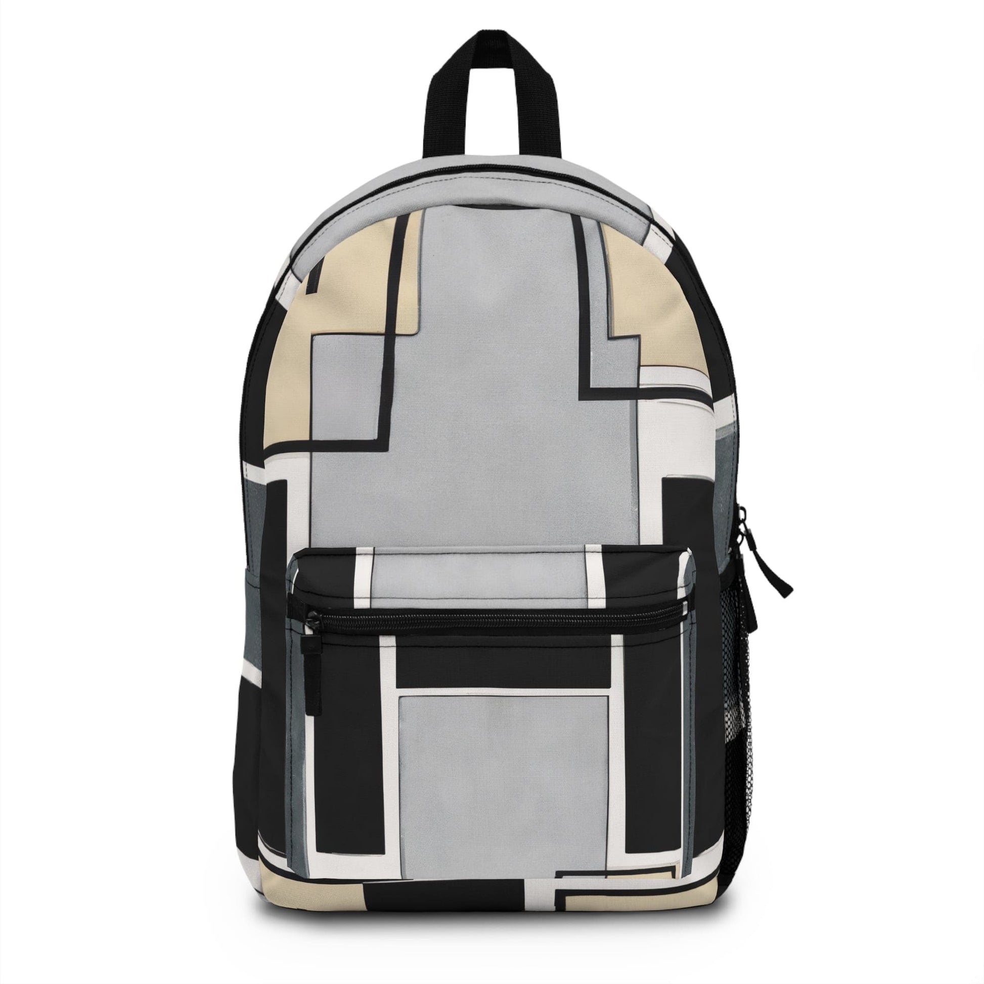 Backpack Work/school/leisure - Waterproof - Abstract Black Grey Brown Geometric Contemporary Art Shapes-0