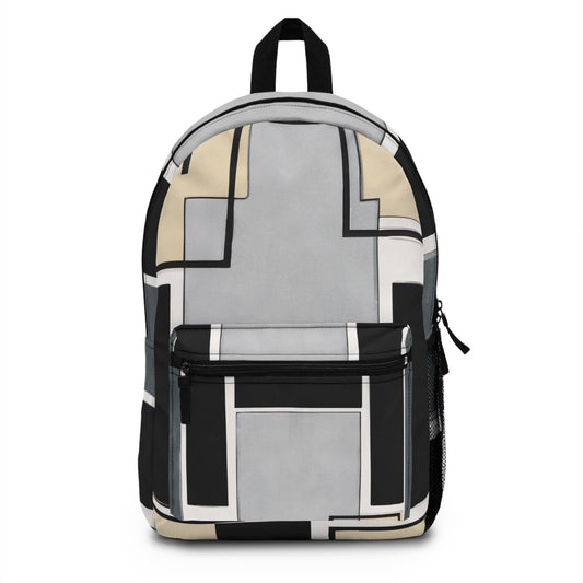 Backpack Work/school/leisure - Waterproof - Abstract Black Grey Brown Geometric Contemporary Art Shapes-0