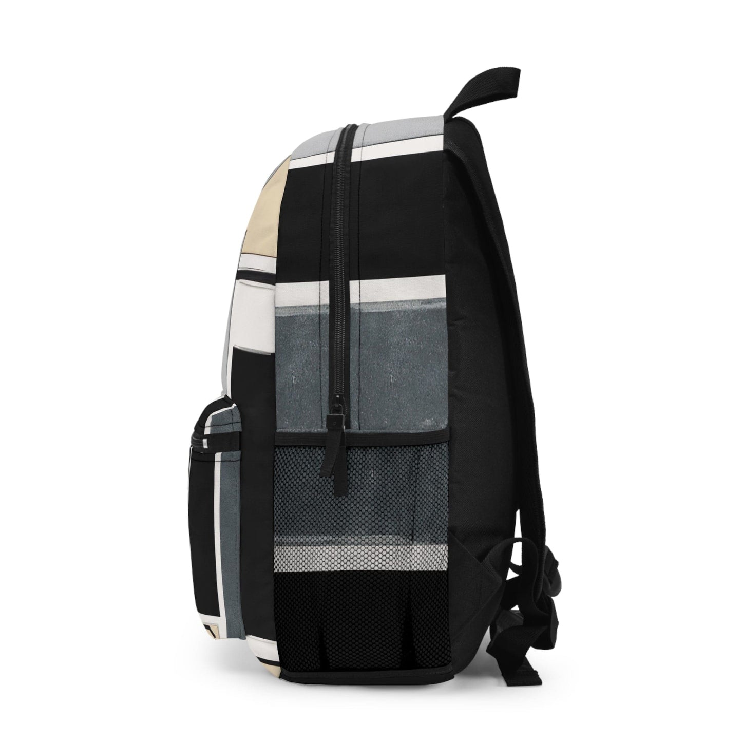 Backpack Work/school/leisure - Waterproof - Abstract Black Grey Brown Geometric Contemporary Art Shapes-2