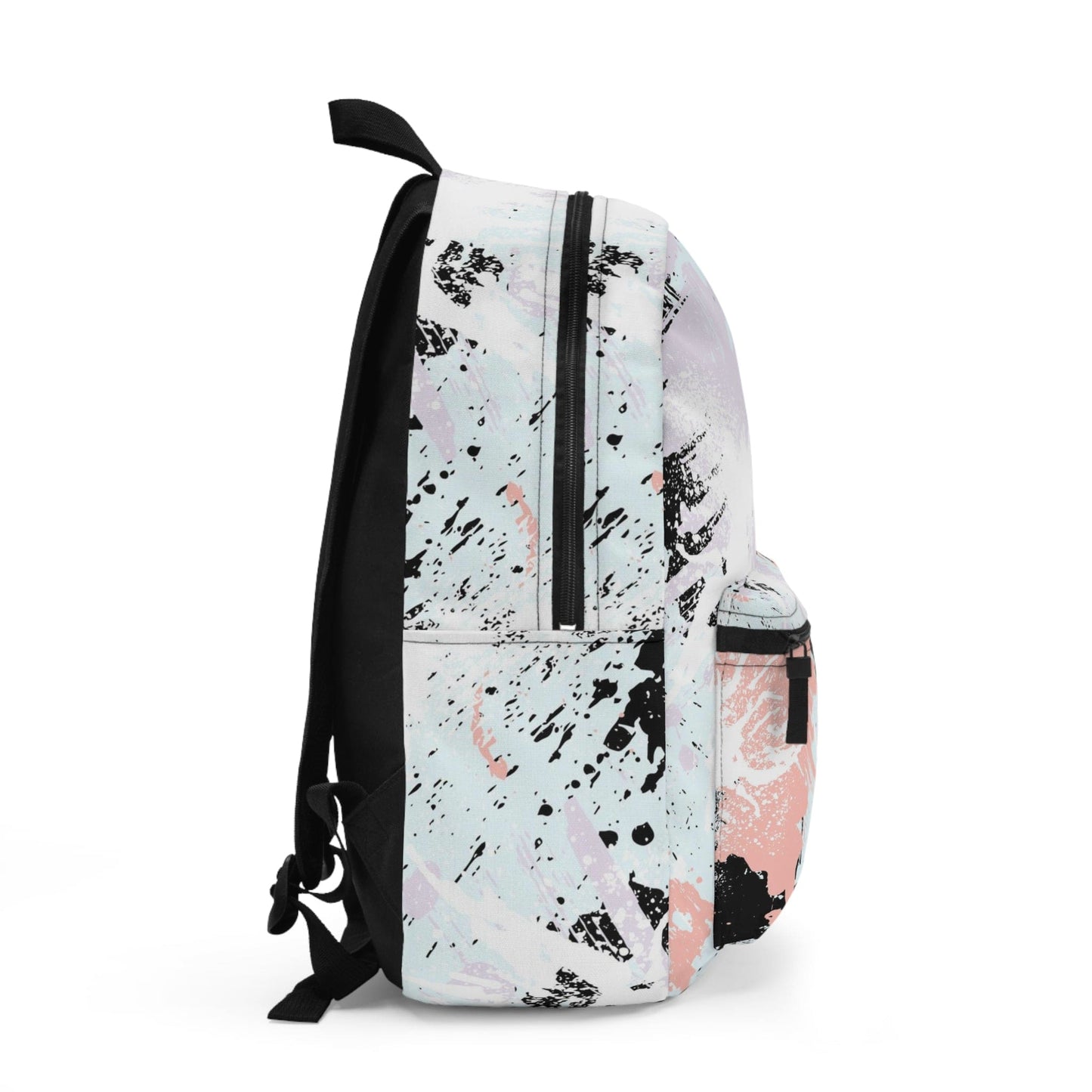 Backpack Work/school/leisure - Waterproof - Abstract Pink Black White Paint Splatter Pattern-1