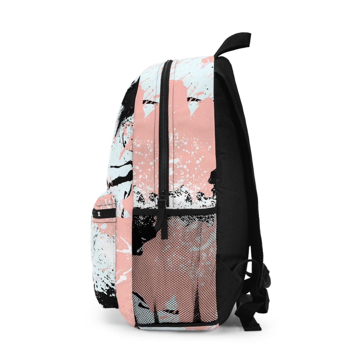 Backpack Work/school/leisure - Waterproof - Abstract Pink Black White Paint Splatter Pattern-2