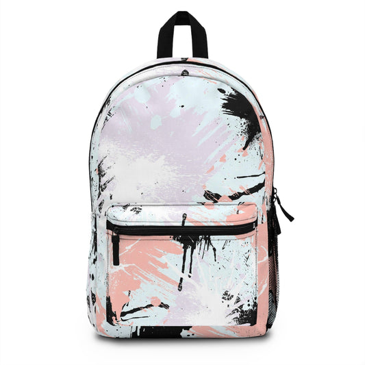 Backpack Work/school/leisure - Waterproof - Abstract Pink Black White Paint Splatter Pattern-0