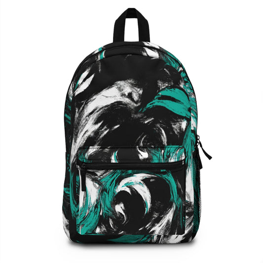 Backpack Work/school/leisure - Waterproof - Black Green White Abstract Pattern-0