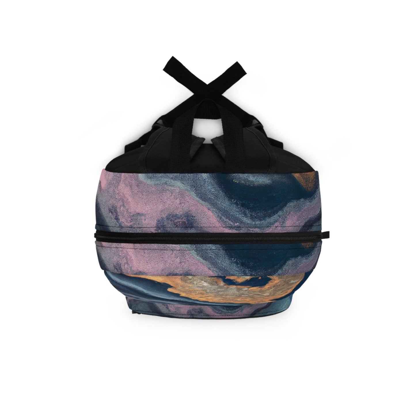 Backpack Work/school/leisure - Waterproof - Blue Pink Gold Abstract Marble Swirl Pattern-3