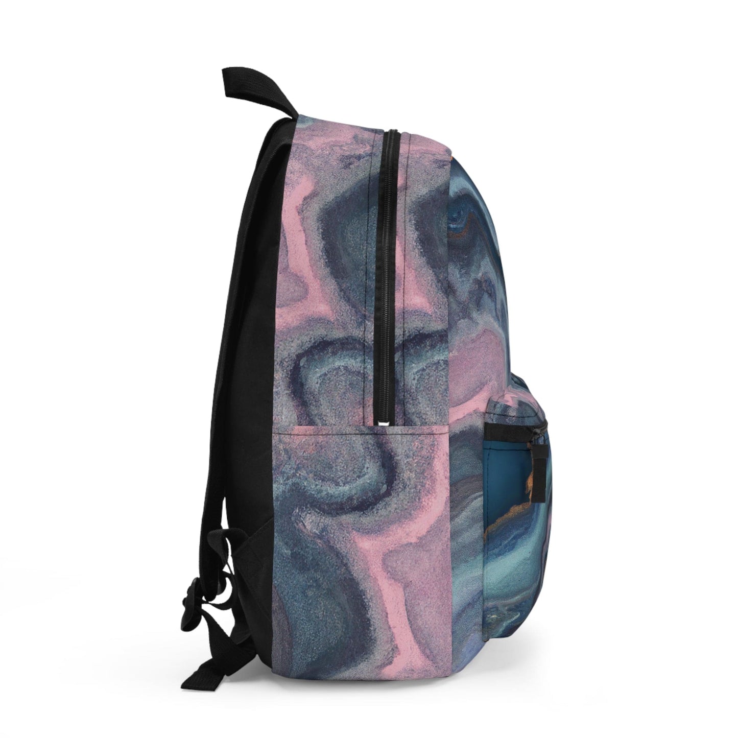 Backpack Work/school/leisure - Waterproof - Blue Pink Gold Abstract Marble Swirl Pattern-1