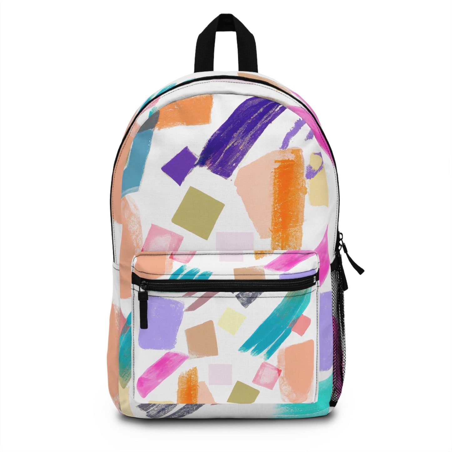 Backpack Work/school/leisure - Waterproof - Multicolor Pastel Geometric Brush Stroke Pattern-0