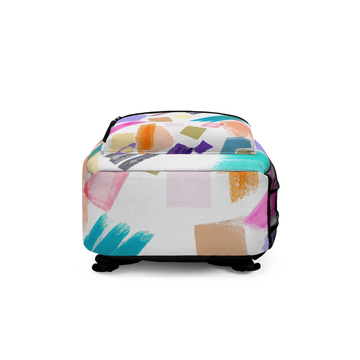 Backpack Work/school/leisure - Waterproof - Multicolor Pastel Geometric Brush Stroke Pattern-4