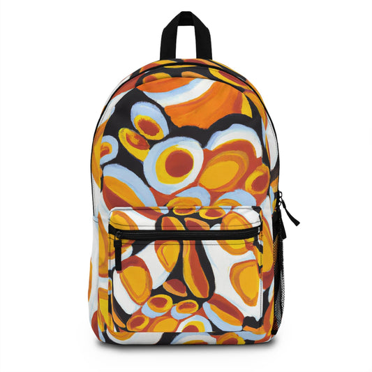 Backpack Work/school/leisure - Waterproof - Orange Black White Geometric Print Pattern-0