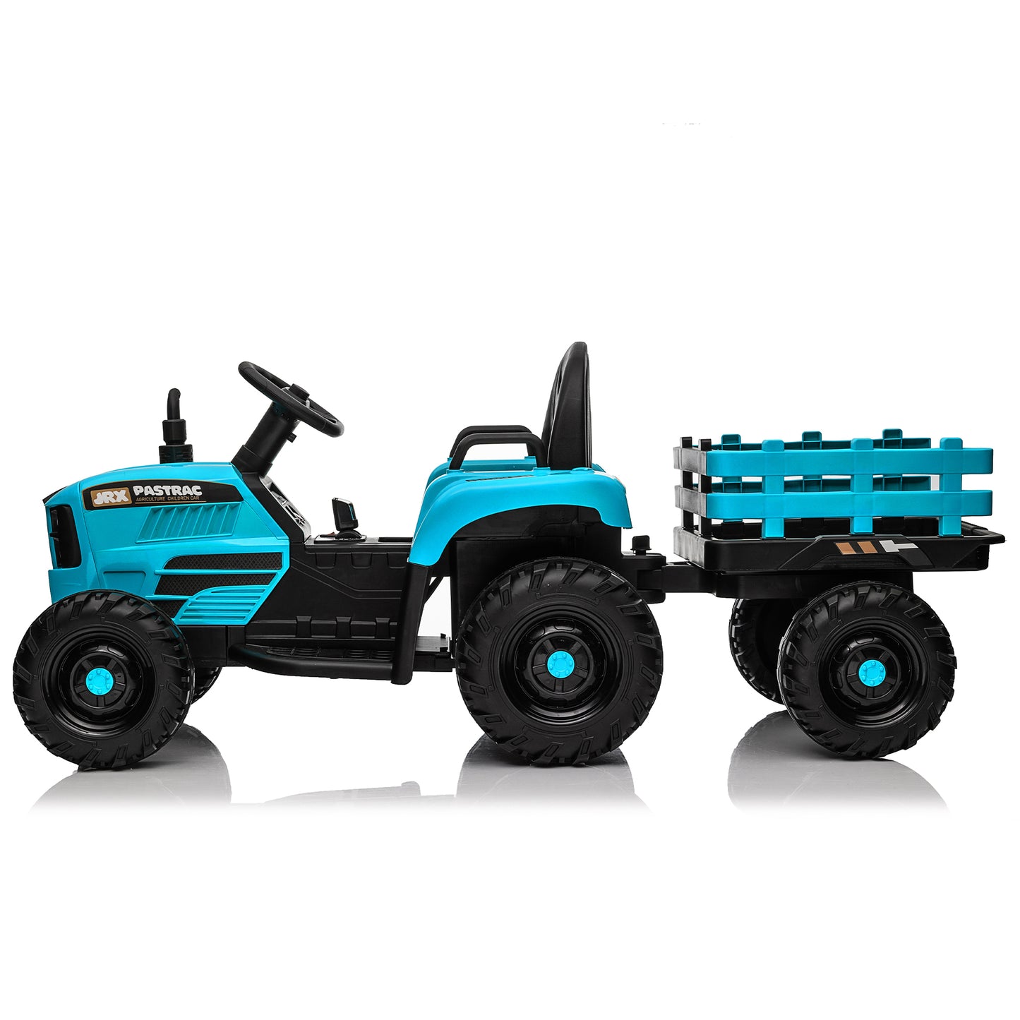 Ride on Tractor with Trailer,12V Battery Powered Electric Tractor Toy w/Remote Control,electric car for kids,Three speed adjustable,Power display, USB,MP3 ,Bluetooth,LED light,Two-point safety belt