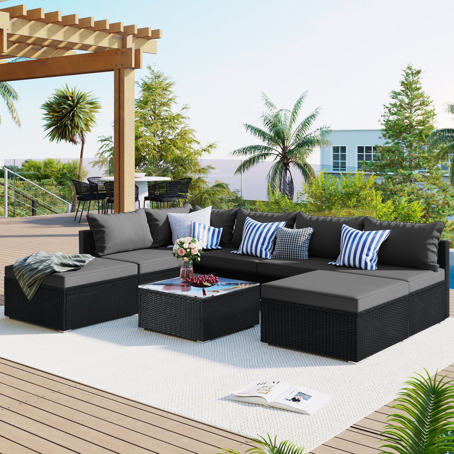 8-Pieces Outdoor Patio Furniture Set-1