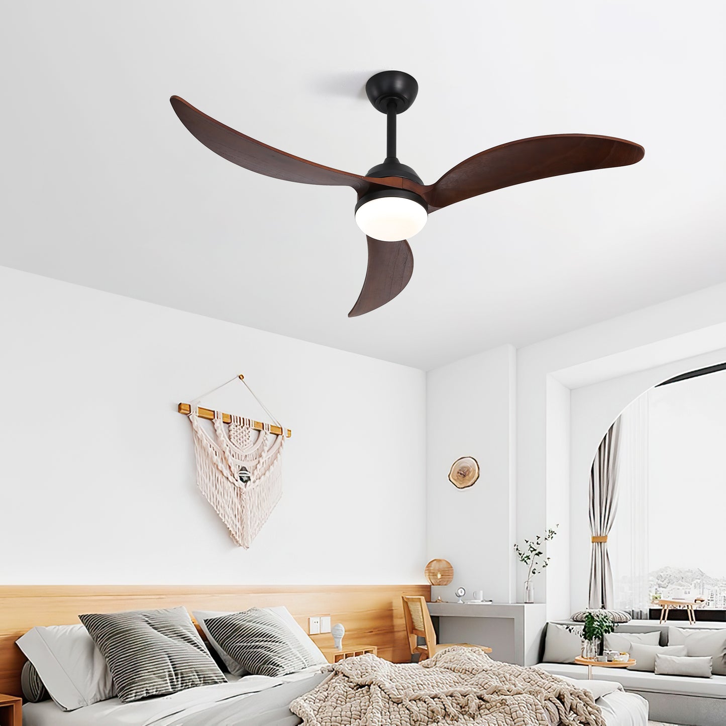 52 Inch Ceiling Fan with Lights and Smart Remote Control 6 Speed Quiet Reversible DC Motor for Indoor&Outdoor