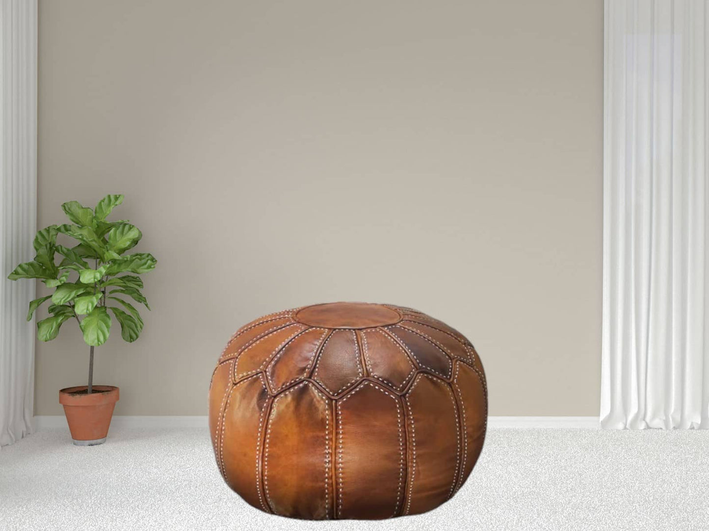 Moroccan  Round Pouf – Cozy Comfort in Earthy Elegance-2