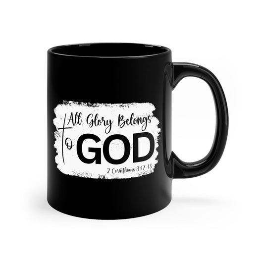 Black Ceramic Mug - 11oz - All Glory Belongs to God Christian Illustration-0