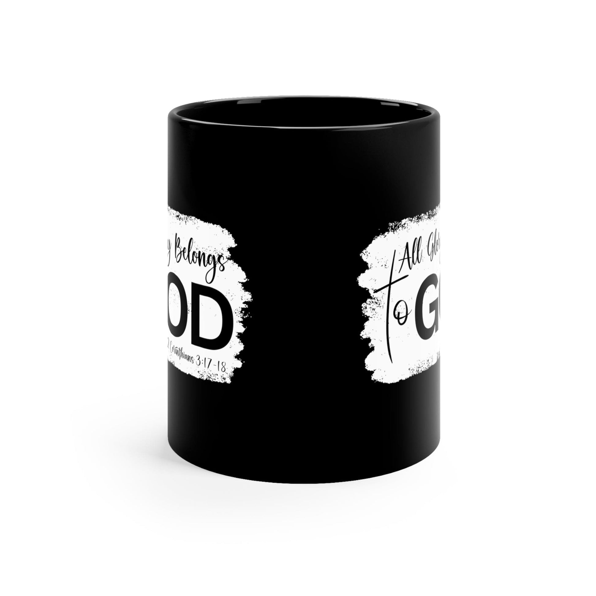 Black Ceramic Mug - 11oz - All Glory Belongs to God Christian Illustration-1