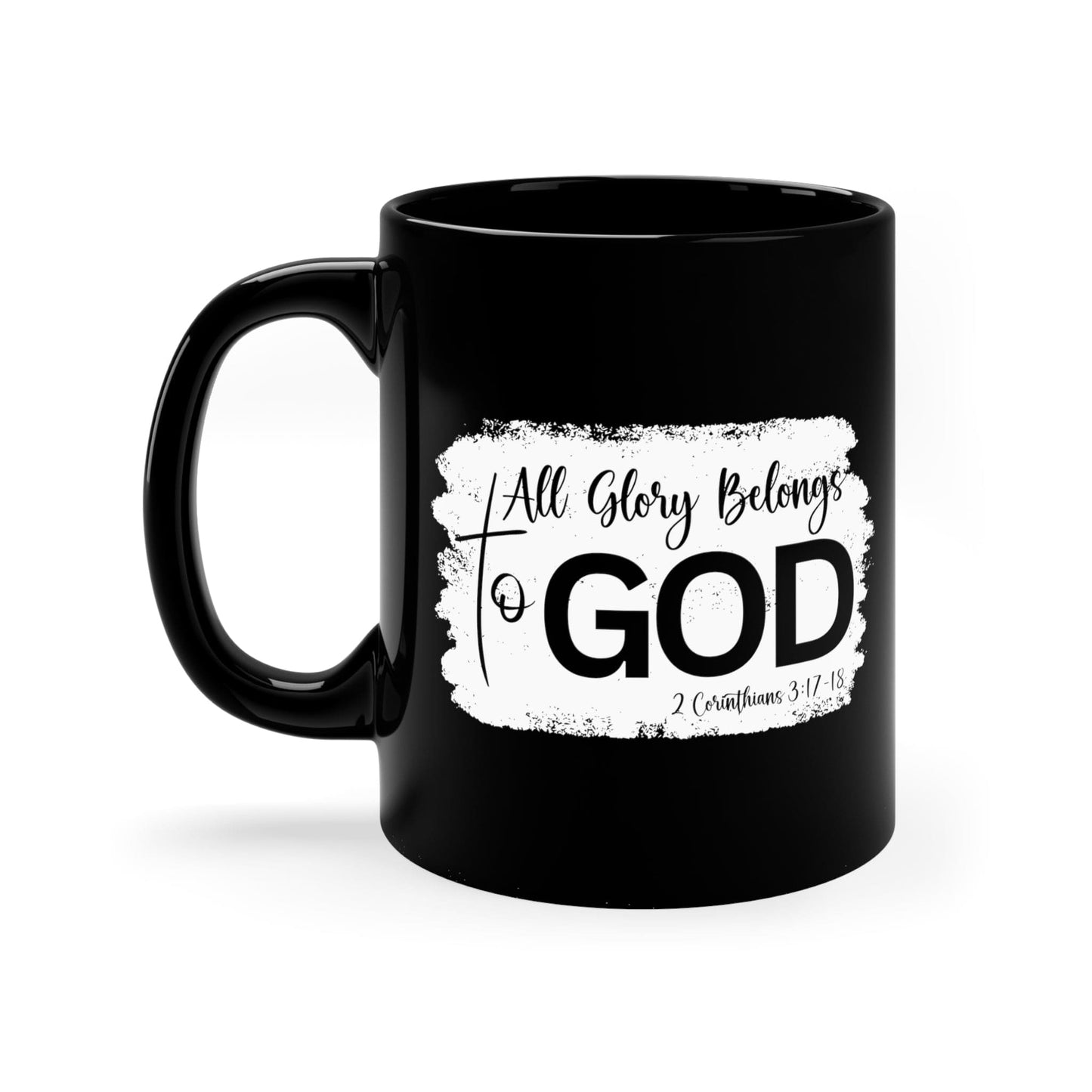 Black Ceramic Mug - 11oz - All Glory Belongs to God Christian Illustration-2