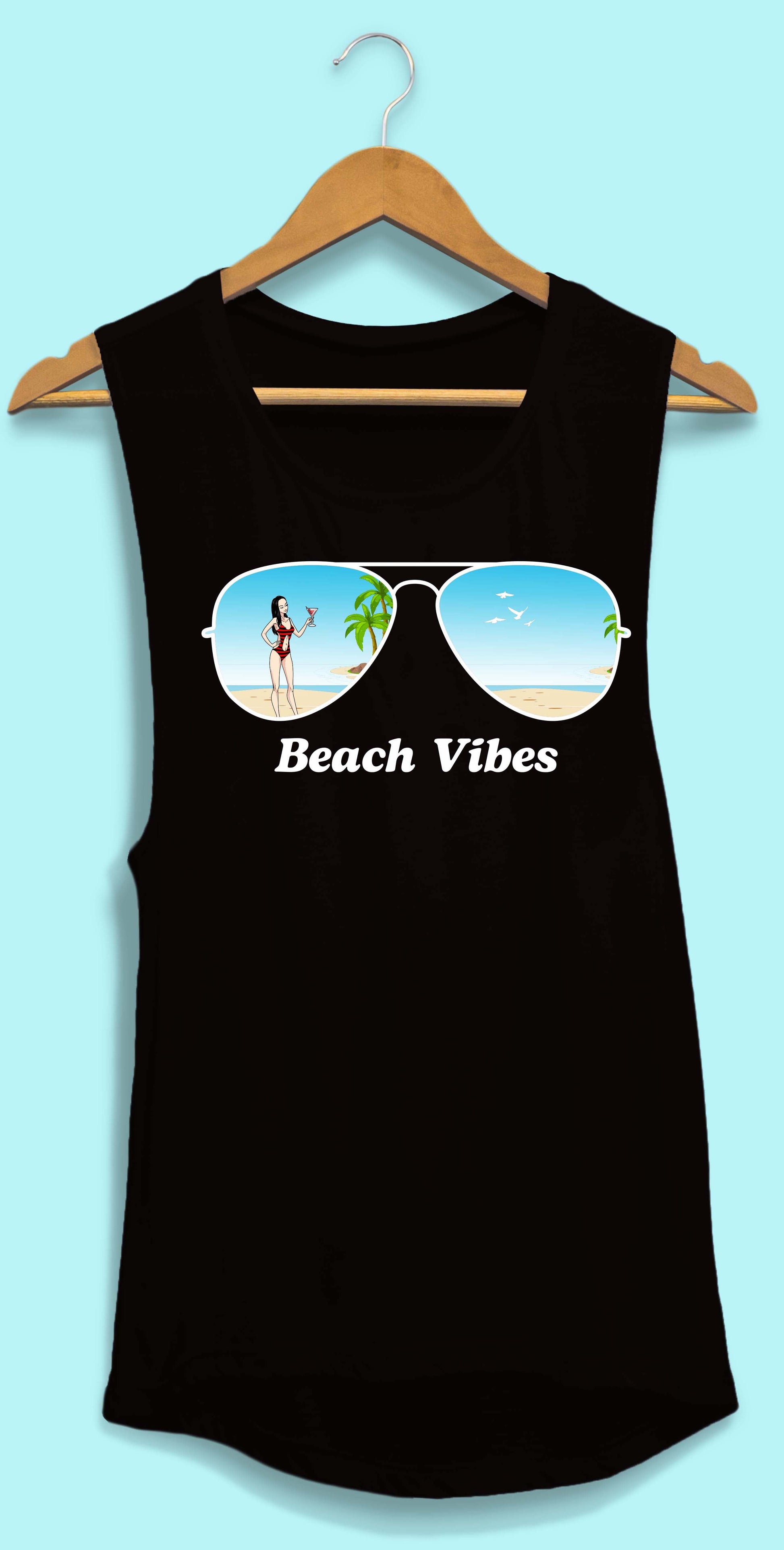 Aviator Bride Vibes 😎  | Beach Vibes - Bachelorette Beach Party Flowy Muscle Tank Tops - American Smart