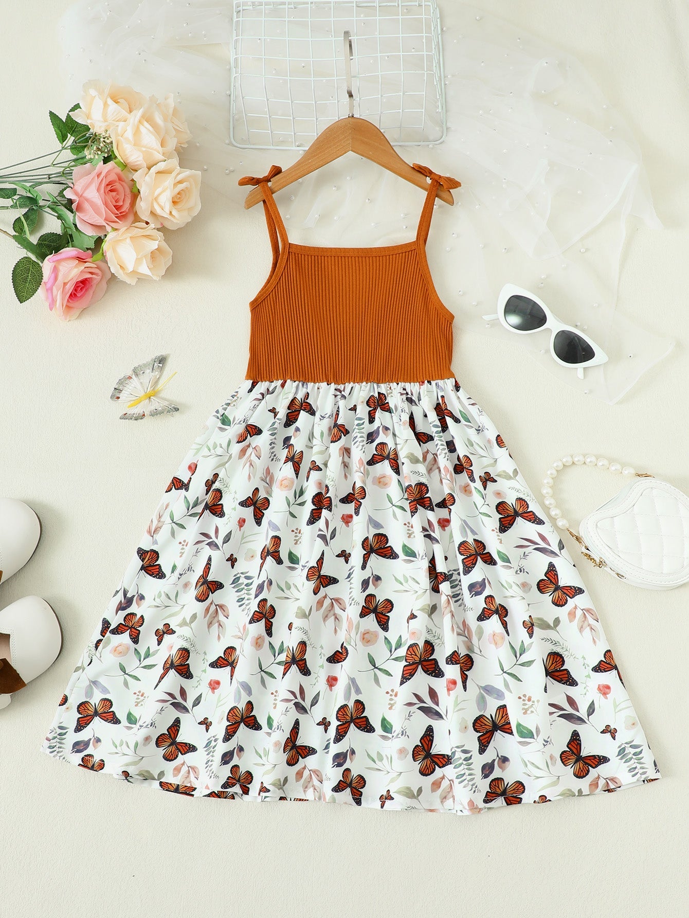 butterfly-print-bow-detail-dress