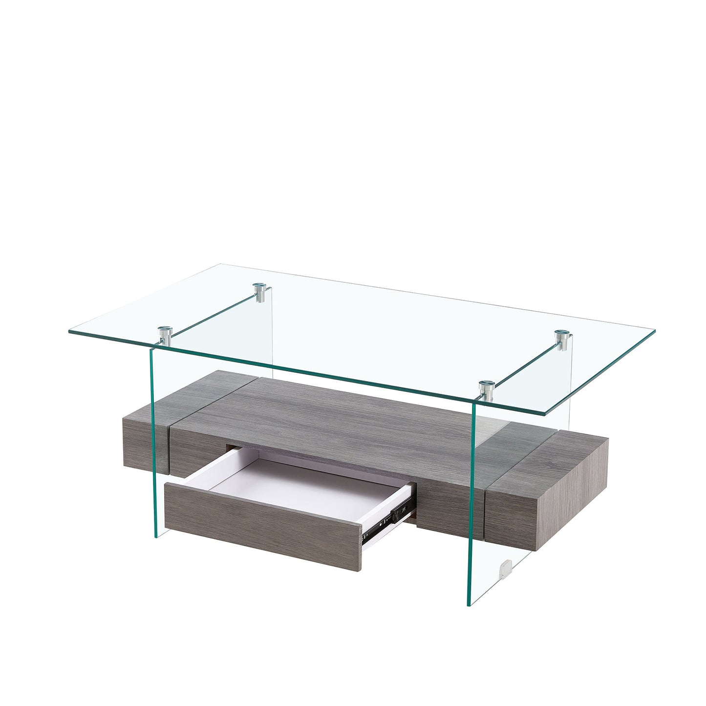 Tempered Glass Coffee Table With Dual Shelves-11