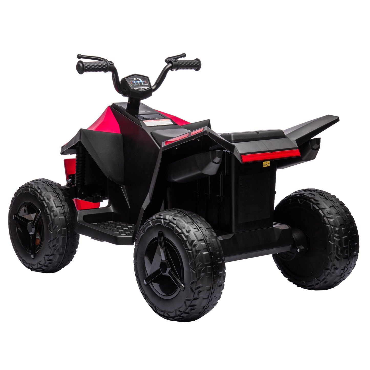 ATV Style ride on, 12V 7AH Kids ride on electric atv 3-8years Multi-Functional Touch Screen Integrated, LED Front and Rear Dazzling Lights, Music, Nursery Rhymes, MP3/USB Interface, Dual-Drive System