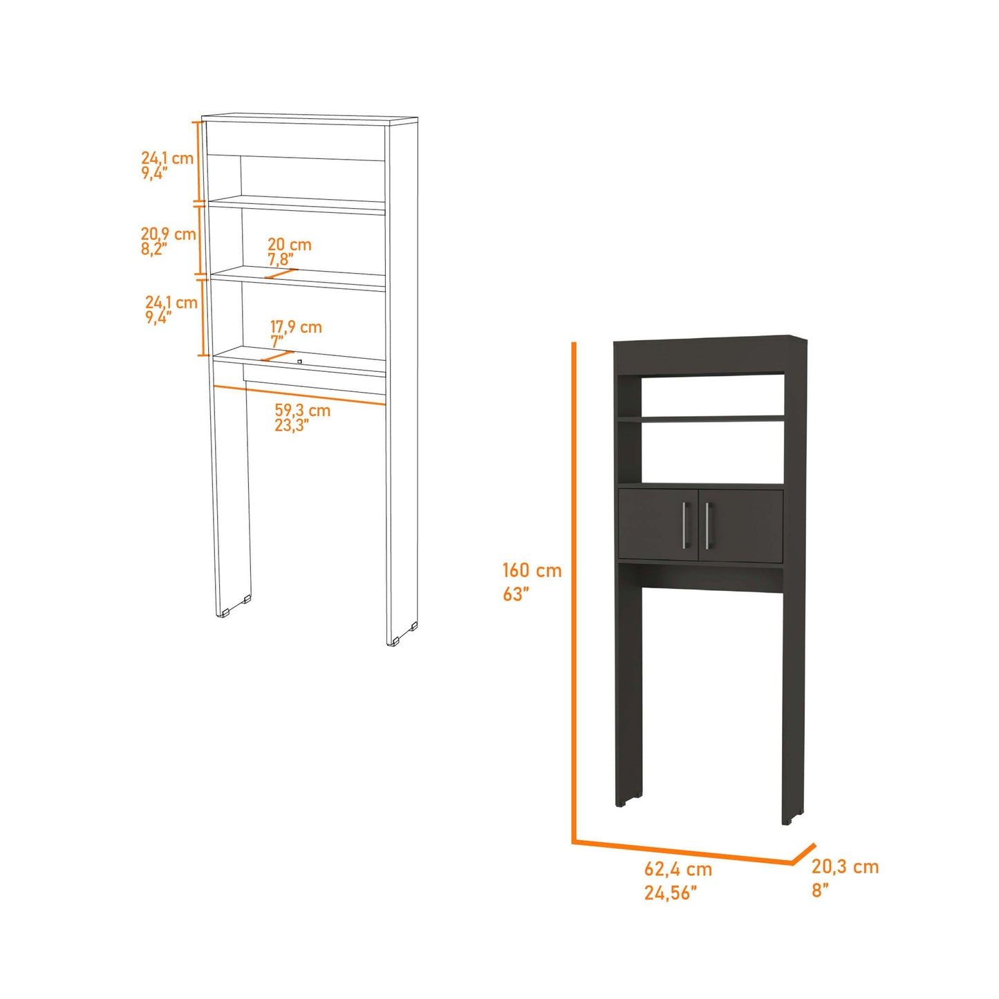 Valencia Over The Toilet Cabinet, Two Shelves, Double Door