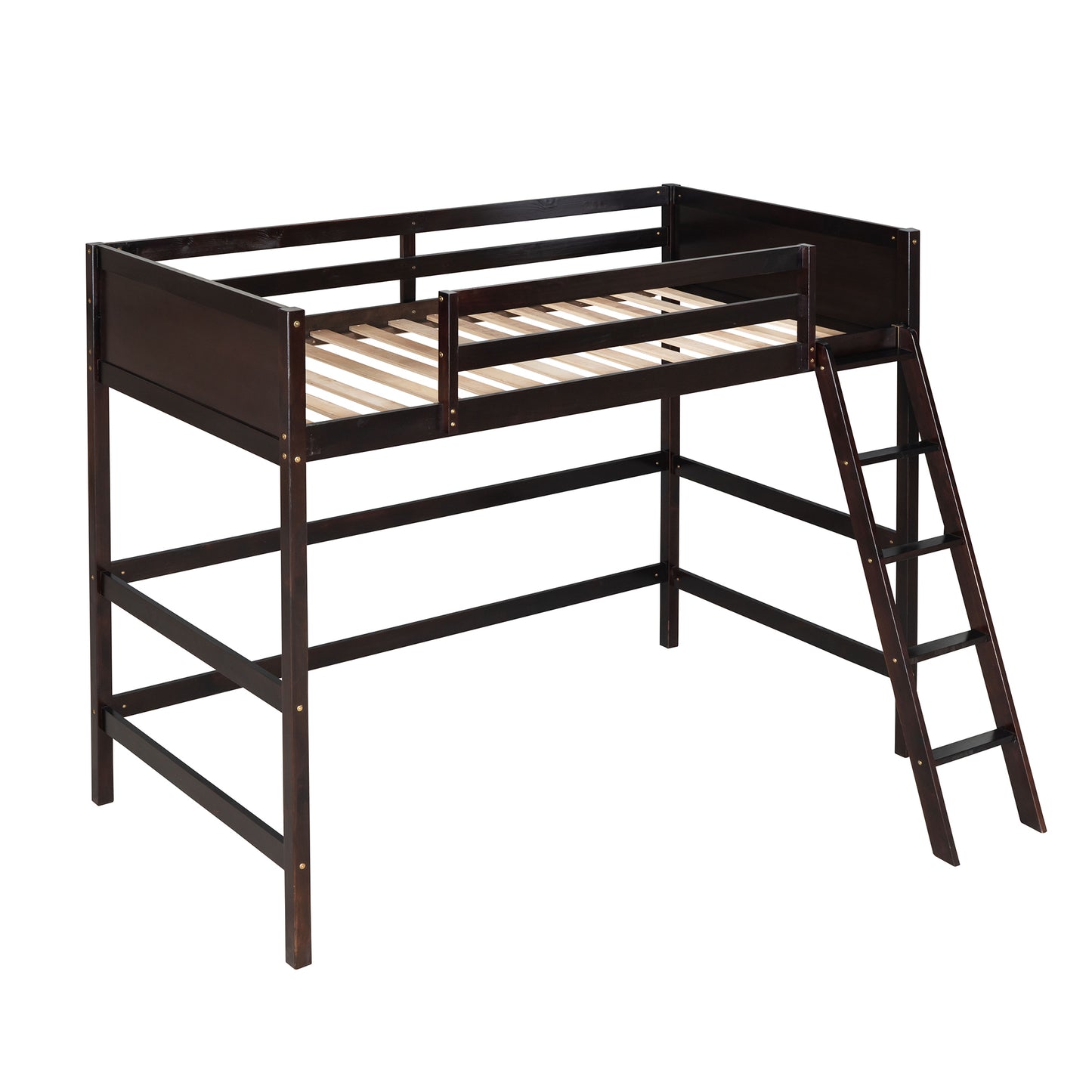 Solid Wood Twin Size Loft Bed with Ladder(Espresso)(OLD SKU: WF191903AAP)