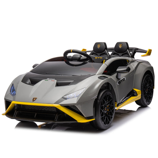 Lamborghini Huracan Sto 24V Kids Electric Ride-On Drift Car: Speeds 1.86-5.59 MPH, Ages 3-8, Foam Front Wheels, 360° Spin, LED Lights, Dynamic Music, Early Learning, USB Port, Drift Feature