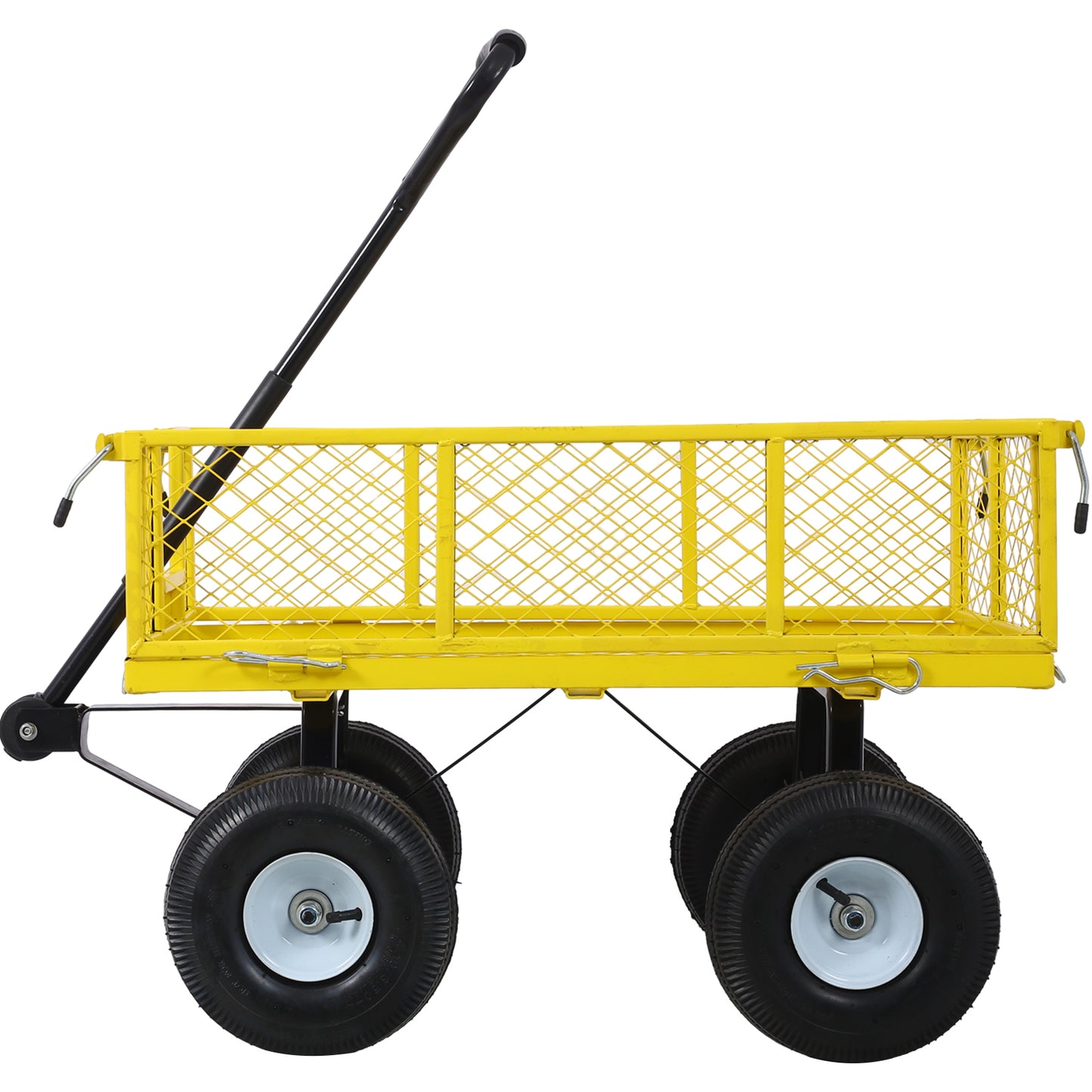 Steel Garden Cart, Steel Mesh Removable Sides, 3 cu ft, 550 lb Capacity, Yellow