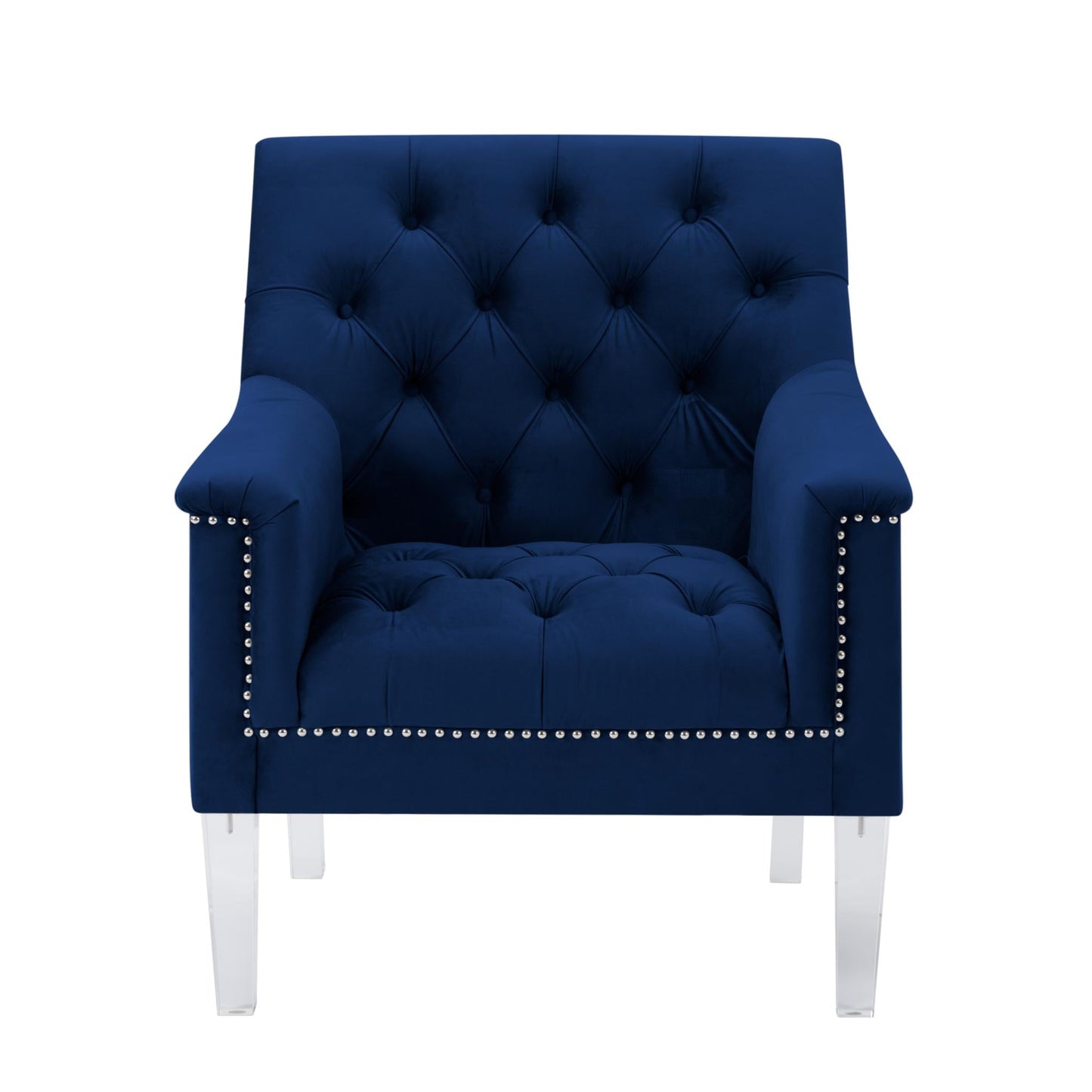 Living Room Navy Blue Velvet Chair-2