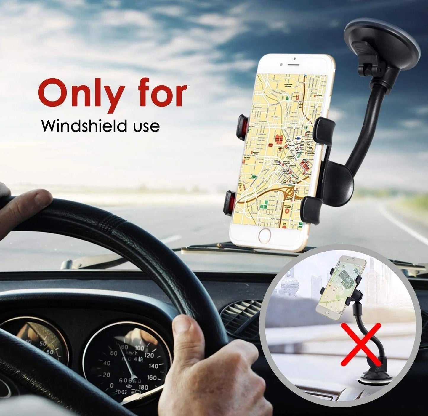 Car Windshield Vacuum Mount Cell Phone Holder Stand for Universal Iphone Samsung-9