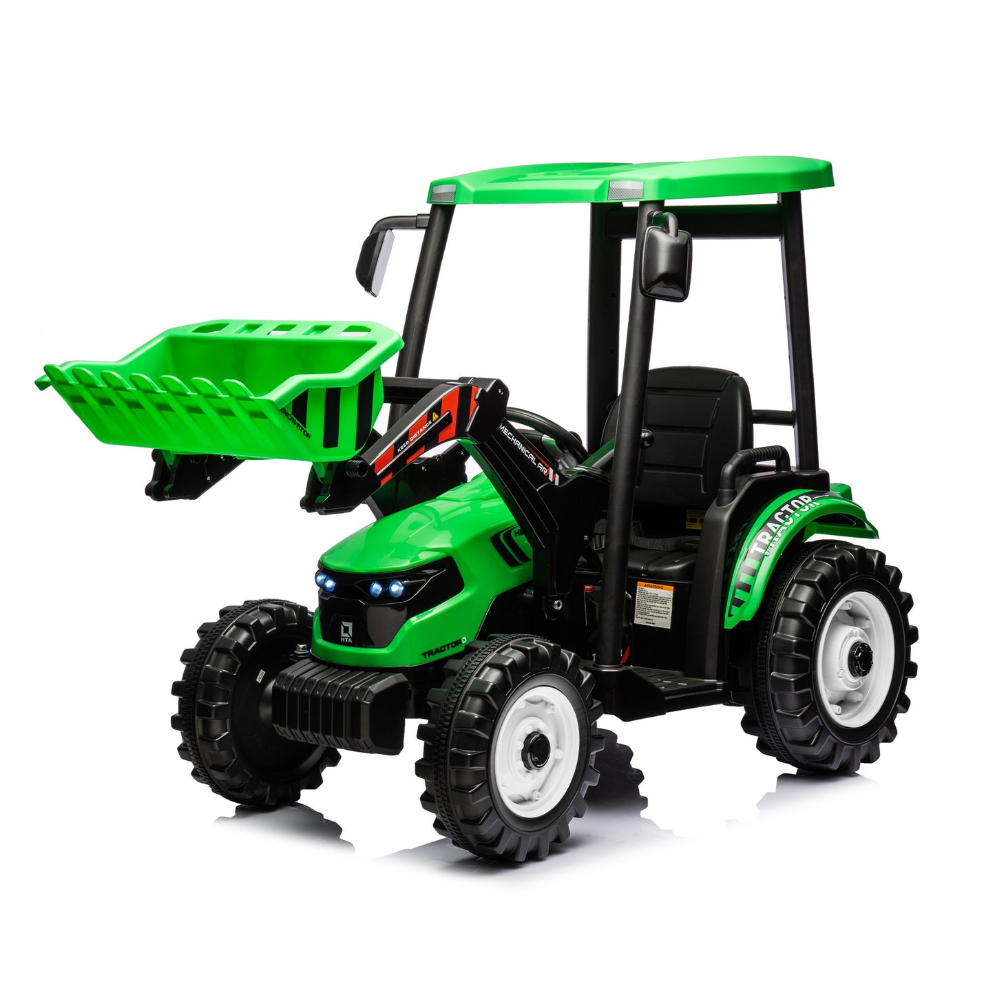 24V Kids Ride On Tractor, Kids' Ride on Car Toys Battery Powered Excavator Electric Vehicles with Trailer, Digger for Toddlers (Green)