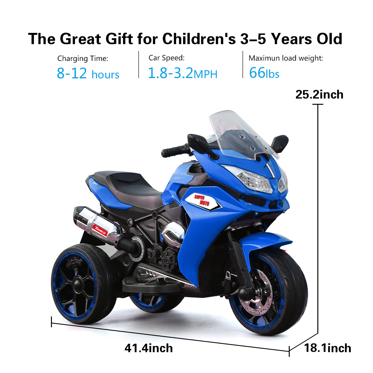 TAMCO 12V Kids Electric motorcycle/ ride on motorcycle, Three lighting wheels Kids electric motorcycle /electric ride on car